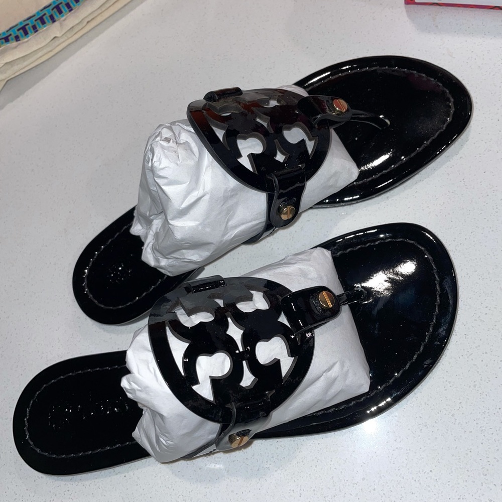 Tory Burch Perfect Black Patent Flip Flops